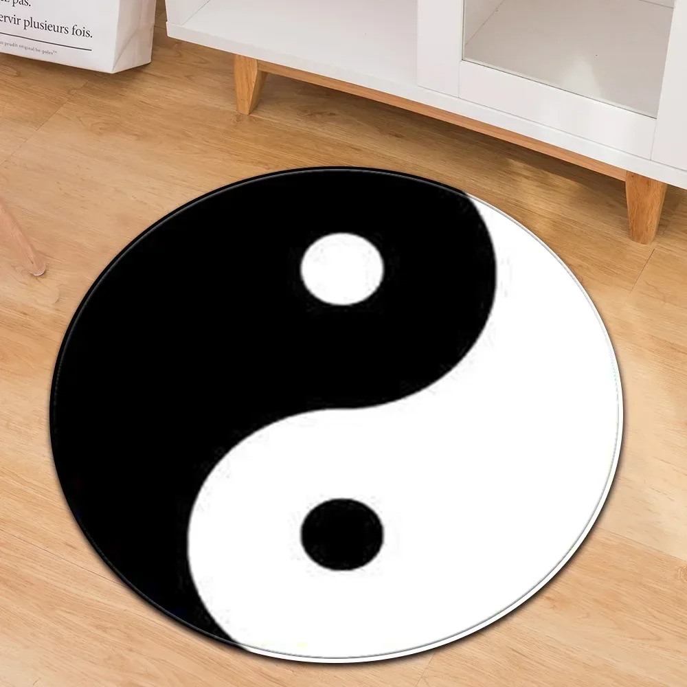 Home Gym Furniture - Yin Yang Taiji Round Rug Flower