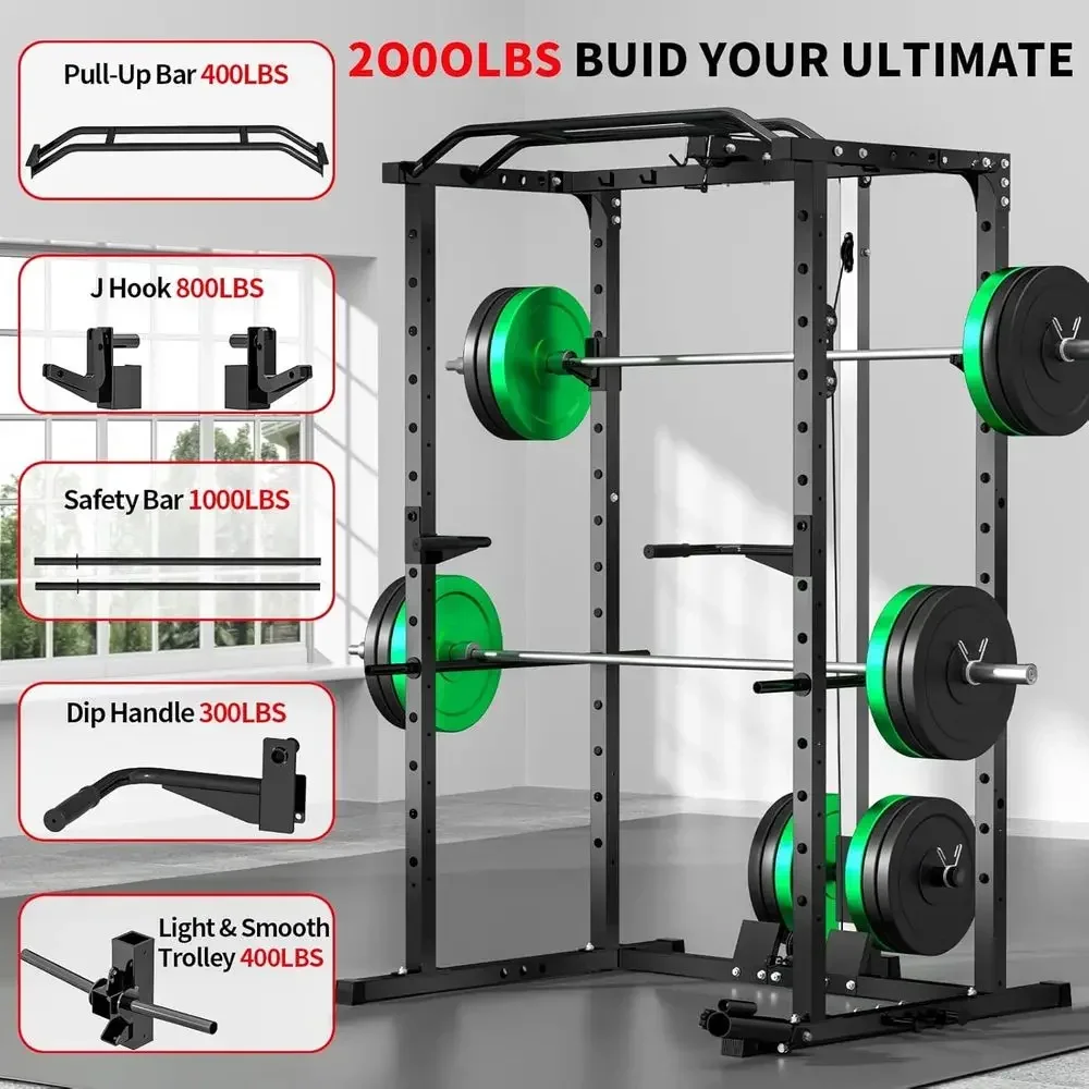 2000LBS Capacity Power Rack wi - огляд і ціна Lat Pulldown Cable